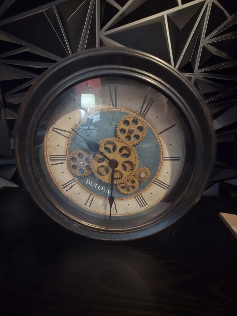 Bulova Industrial Gear Wall Clock in Black and Gold